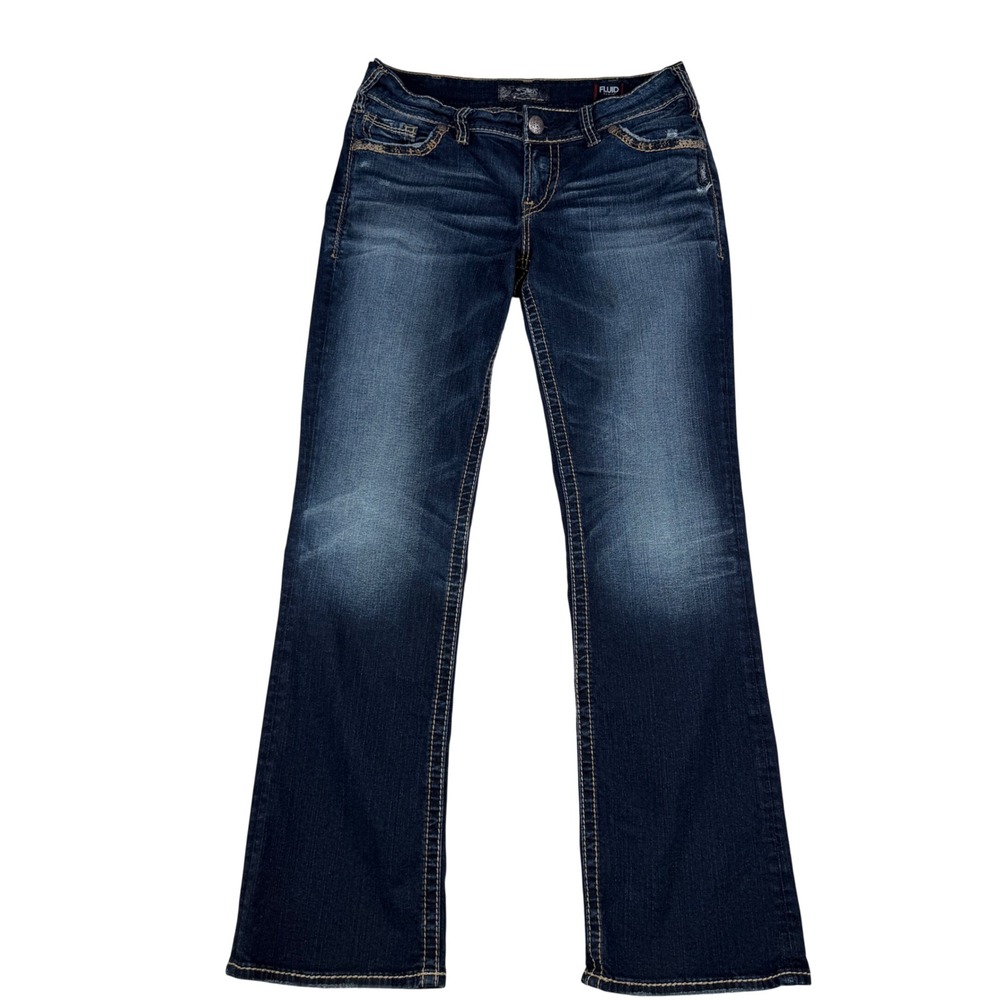 Silver Jeans Co Suki Mid Slim Boot Jeans Women 31 Dark Wash Fluid Denim L93617S